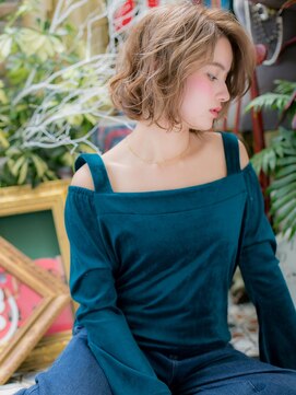 カバーヘア ブリス 戸田公園西口店(COVER HAIR bliss) ハイトーンカラーくせ毛風パーマボブh2戸田公園20代30代40代!