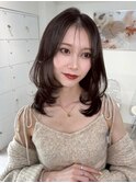C93韓国レイヤーカットハッシュカットミディアム透明感カラー