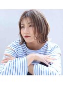 立体感外はねボブ×20代30代大人可愛いミルクティーベージュ