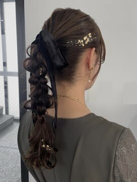 ウル 岡山駅店(ULu.) 結婚式ヘア二次会ヘア編みおろしカチモリシニヨン岡山ヘアセット