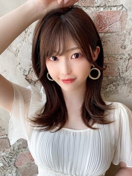 アフロート エル 大阪(AFLOAT L) 暗髪で出せるこなれ感！フェイスレイヤー×ナチュラルセミロング