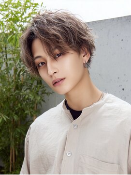 カットもパーマもイケメンパラダイス Men's天王寺 【清潔感×柔らか束感】ニュアンスパーマ×透明感カラー