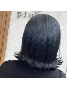 プリュム(Plume) 切りっぱなし外ハネミディアム大人可愛い透明感柔らか寒色カラー