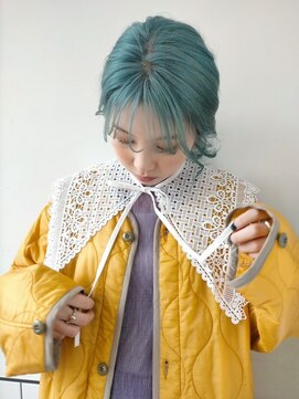 エマエコル(Emma ecole) Emma ecole ハイトーンミントグリーン×シースルーバング by助川