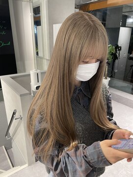ジエクトカナウ 大阪梅田店(The Ect canow) くすみベージュ ミルクティーカラー ハイトーンロング
