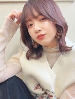 ダブルバイグリッター(W by GRITTERs)&nbsp;外ハネミディ　ピンクブラウン　ダブルカラー