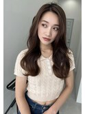 センターパート　前髪なし　重めレイヤーロング