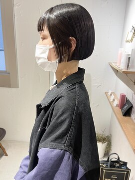 ラミエ バイ メルト 吉祥寺(lamie by melt) "久保田"あご上ミニボブシアーカラー地毛風縮毛矯正ストレート