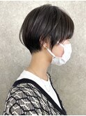 ショートボブ韓国丸みショートカットミルクティーベージュカラー