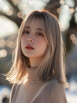 ムウ 難波(MOU)&nbsp;ボブルフワンレンレイヤーカットアッシュグレー20代30代40代50代