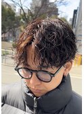 茶髪×シャドウパーマ分けもおろしも出来る2wayスタイル