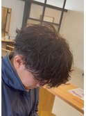 刈り上げツーブロック波巻きスパイラルパーマメンズマッシュ
