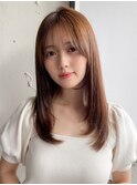 小顔 前髪 レイヤーカット ホワイトグレージュ"