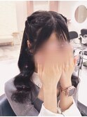 くるりんぱハーフツイン/心斎橋ヘアセット