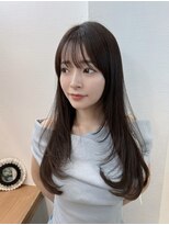 くびれヘア/顔周り/韓国/レイヤーカット/黒髪/ロング/前髪北千住