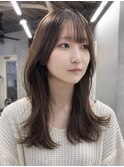 ミディアムレイヤーカット/モカブラウン/ロングハッシュカット