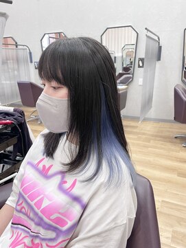 キセイ イオンモール新利府北館店(KISEI) ブリーチで作るロングインナーカラー×ブルー20代30代