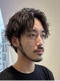 ツーブロック サーフカール かきあげセンターパート波巻きパーマ