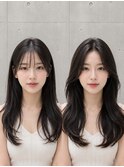 前髪エクステ20代30代韓国人風かきあげ 透明感モカベージュ