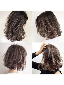 トルネード(TORNADO) グレージュハイライトボブ、ロブ