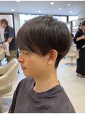 ツーブロック刈り上げマッシュ　ナチュラル縮毛矯正
