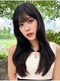 黒髪ロング/前髪あり/韓国風/顔周りレイヤー/髪質改善