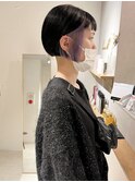 "久保田"ミニボブインナーカラーラベンダーブルーブラック