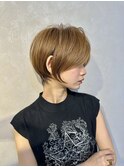 大人可愛い20代30代40代丸みショートボブ/ハイライト