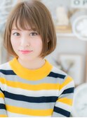くすみベージュ小顔前下がり切りっぱなしボブh3越谷20代30代40代
