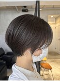レディースショートボブショコラグレージュワンカラー40代