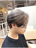 エンドカラー/刈り上げセンターパート/ホワイトブロンド/メンズ