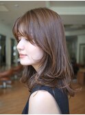 ◆モテ髪小顔ミディアムレイヤーカット/ブラウンベージュカラー