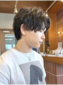 調布メンズパーマセンターパートツイストスパイラルパーマカット