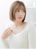 ★チョコレートブラウン切りっぱなしミニマルボブ20代30代★1