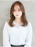 ゆるふわミディアム/ハッシュカット/ベージュ/韓国レイヤー