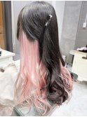 インナーカラーホワイトピンク/ロングデザインカラー