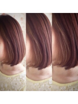 サンドイッチ(sandwich) ボブ×ピンクベージュブラウン×インナーカラーで、オシャレ!!