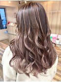 ハイライトカラー　メルティカラー　レイヤーカット　白髪染め