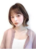ボブウルフ外国人風カラー韓国ツヤカラー透明感ぱつっとボブ