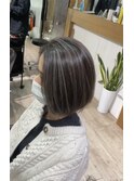 くびれショートボブ40代50代グレイカラー白髪染め白髪ぼかし