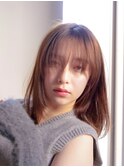 韓国顔まわりレイヤーカットグレージュオリーブベージュブラウン
