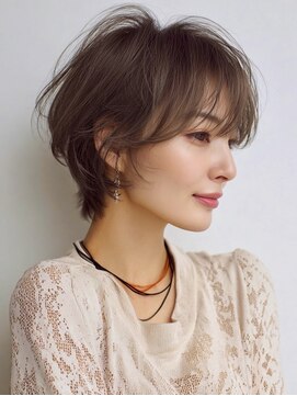 ハーツ(Heart's) 白髪ぼかし大人ショートミルクティーベージュ