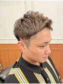 形状記憶パーマ×ツーブロック刈り上げ　サイドパート