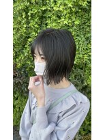 ソイルアヴェダ(Soil AVEDA)&nbsp;ぷつっと前下がりボブ透明感あふれるダークグレー
