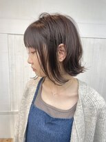 ナンバー ブラオ 名古屋栄(N° blao) 外ハネミディアムボブ グレージュ オリーブアッシュ セミディ