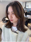 レイヤーカット_斜めバンググレージュカラー_ba401611
