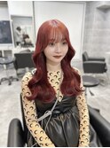 【韓国風】20代、30代◎ビビットレッドたぷっとレイヤーカット