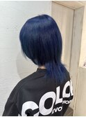 ウルフカット×ブルーカラーダブルカラー