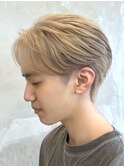 調布ミルクティーベージュセンターパートマッシュダブルカラー