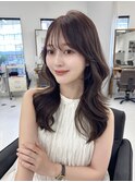 韓国ヘア/レイヤー/顔周りカット/シースルーバング/ブリーチなし